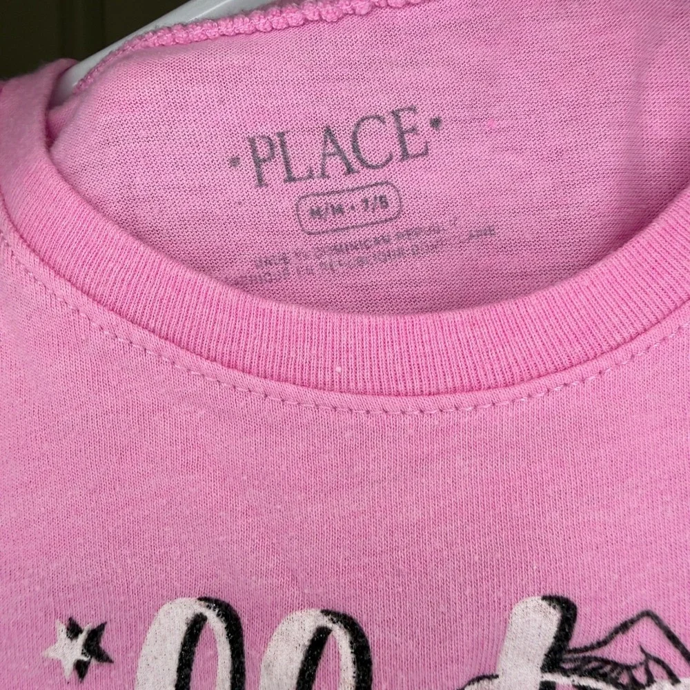 The Childrens Place‎ Girls Pink Glitter Ballerina Graphic Tee Size M 7/8